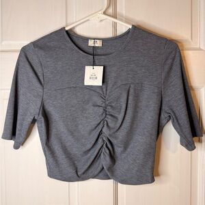 Elegant Charcoal Ruched Crop Top